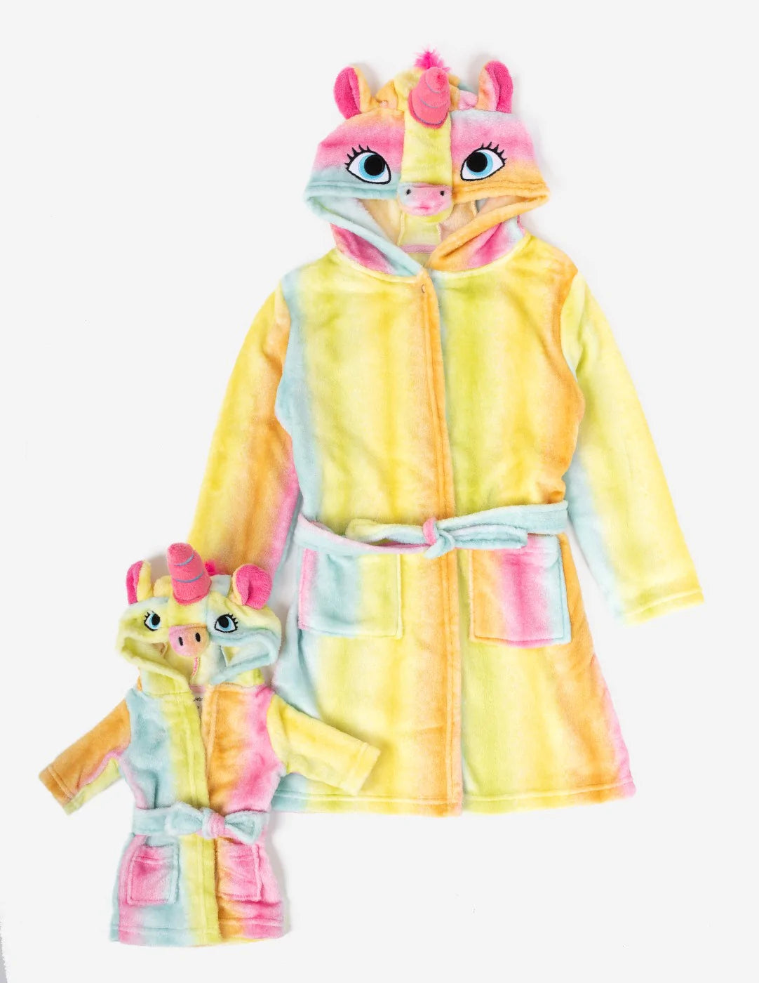 Matching Girl & Doll Fleece Hooded Rainbow Robes